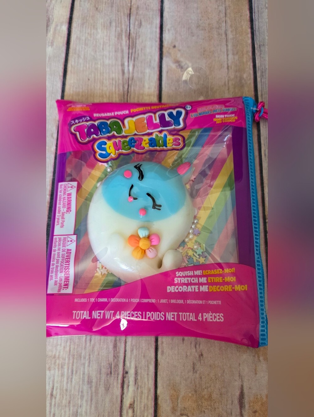 Squeezables Blue & White Flower Charm Squishy Toy